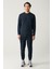 Erkek Lacivert Bisiklet Yaka İnterlok Baskılı Regular Fit Sweatshirt A41Y1203 6