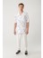 Erkek Beyaz %100 Viskon Apaj Yaka Baskılı Viskon Kısa Kollu Oversize Fit Gömlek A41Y2149 6