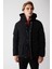 Erkek Siyah Kapüşonlu İçi Peluş Detaylı Su İtici Kumaşlı Şişme Mont A32Y6046 6