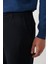 Erkek Lacivert Carrot Fit Diyagonal Desenli Örme Chino Pantolon A32y3061 7