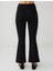 Siyah Dar Kesim Bol Paça Yüksek Bel Örme Pantolon 5