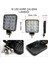 4 Adet 16 LED Off Road Kare Çalışma Lambası Sis Lambası Projektör Gündüz Farı 48 Watt 2