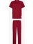 Bordo Erkek Slogan Baskılı Kısa Kollu Pamuklu Pijama Takımı 1