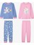 Kız Çocuk Furry Bunny Tavşan Baskılı Pamuklu Uzun Kollu 2'li Pijama Takımı 2
