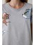 Gri Melanj Tom & Jerry Baskılı Pamuklu Kısa Kollu Pijama Takımı 3