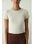 Bej Bisiklet Yaka Kısa Kollu Slim Fit Modal Tişört 2