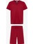 Alev Kırmızı Red Star Erkek Bisiklet Yaka Şortlu Pijama Takımı 1