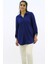 Sık Düğme Örme Gömlek - Indigo 1