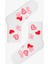 Karışık Renk Kız Çocuk Pinky Love Kalp Desenli 3'lü Soket Çorap 4