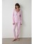 Açık Pembe Cozy Time V Yaka Uzun Kollu Pijama Takımı 1