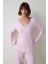 Açık Pembe Cozy Time V Yaka Uzun Kollu Pijama Takımı 2