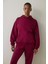 Mor Kapüşonlu Oversize Sweatshirt 2
