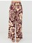 Bordo Yüksek Bel Bol Paça Uzun Desenli Pantolon 5