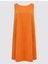 Turuncu Yuvarlak Yaka Kolsuz Keten Karışımlı Mini Elbise 6