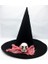 Siyah Renk Pembe Duvaklı Kuru Kafa Temalı Cadı Şapkası 35X38 cm 1