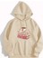 Coffee & Books Baskılı Kapüşonlu Cepli Pamuklu Bej Sweatshirt 1