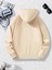Parlak Kelebek Baskılı Kapüşonlu Cepli Pamuklu Bej Sweatshirt 2