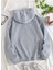Gülümseyen Yüz Göğüs Baskılı Kapüşonlu Cepli Içi Yünlü Gri Sweatshirt 2