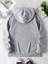 Yedili Kurdele Baskılı Kapüşonlu Cepli Pamuklu Gri Sweatshirt 2
