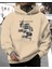 Man Struggles Baskılı Kapüşonlu Cepli Içi Yünlü Bej Sweatshirt 1