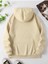 Slay All Day Baskılı Kapüşonlu Cepli Içi Yünlü Bej Sweatshirt 2