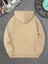 Gitar Enstrüman Baskılı Kapüşonlu Cepli Içi Yünlü Bej Sweatshirt 2