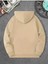 Uçak Baskılı Kapüşonlu Cepli Pamuklu Bej Sweatshirt 2