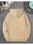 Yıldız Kot Hoodie Baskılı Kapüşonlu Cepli Içi Yünlü Bej Sweatshirt 2