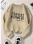 Throat Punch Baskılı Bisiklet Yaka Bej Sweatshirt 1