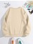 Siyah Kalp Göğüs ve Kol Baskılı Bisiklet Yaka Bej Sweatshirt 2