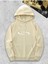 I Am Music Arka Baskılı Kapüşonlu Cepli Pamuklu Bej Sweatshirt 2