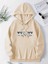 One Day At Time Baskılı Kapüşonlu Cepli Pamuklu Bej Sweatshirt 1