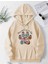 Çiçekli Pati Baskılı Kapüşonlu Cepli Pamuklu Bej Sweatshirt 1
