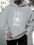 Kaos Sembolü Baskılı Kapüşonlu Cepli Içi Yünlü Gri Sweatshirt 1