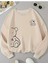 Sevimli Ayı Baskılı Bisiklet Yaka Bej Sweatshirt 1