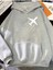 Uçak Baskılı Kapüşonlu Cepli Pamuklu Gri Sweatshirt 1