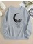 Ay Kelebek Baskılı Bisiklet Yaka Gri Sweatshirt 1
