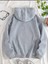 Yarı Leopar Çiçek Baskılı Kapüşonlu Cepli Içi Yünlü Gri Sweatshirt 2