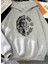Yarım Aslan Yüzü Baskılı Kapüşonlu Cepli Pamuklu Gri Sweatshirt 1