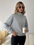 Kadın Yarım Fermuarlı Dik Yaka Özel Tasarım Içi Yünlü Gri Sweatshirt 1