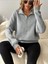 Kadın Yarım Fermuarlı Dik Yaka Özel Tasarım Içi Yünlü Gri Sweatshirt 2