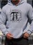 Pi Sayısı Baskılı Kapüşonlu Cepli Pamuklu Gri Sweatshirt 1
