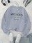 Milano Italia Baskılı Bisiklet Yaka Gri Sweatshirt 1