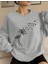 Karahindiba Baskılı Bisiklet Yaka Gri Sweatshirt 1