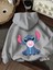 Stitch Arka Baskılı Kapüşonlu Cepli Içi Yünlü Gri Sweatshirt 1