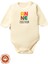 Unisex Bebek %100 Pamuklu Anne Baskılı 3-6-9-12 Ay Bebek Body Ekru Badi Zıbın 1