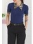 Leopar Yakalı Crop Lacivert - 27136 2