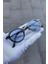 Buz Mavi Oval Güneş Gözlük Unisex Metal Çerçeve 4
