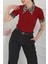 Leopar Yakalı Crop Bordo - 27136 1