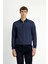 Polo Yaka Regular Fit Desenli Fermuarlı Pamuklu Sweatshirt 1
